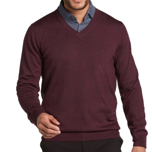 Banana Republic Merino Wool V-Neck Pullover Sweater Maroon Mens M - Picture 7 of 9